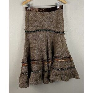 Wunderkind Womens UK Size 12 US Size 8 Wool Silk Blend Tiered Ribbon Velvet Tie